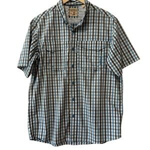 Redhead‎ Short Sleeve Vented Shirt Size Large Blue White Black Plaid